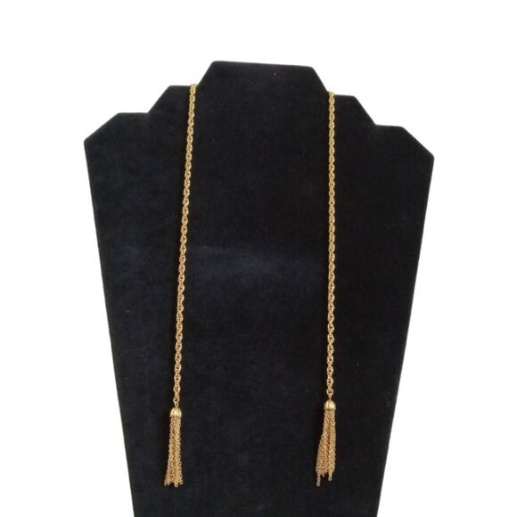 Gold Tone Metal Jellyfish Tassels Rope Chain Lightweight Lariat Fashion Necklace - Picture 2 of 9